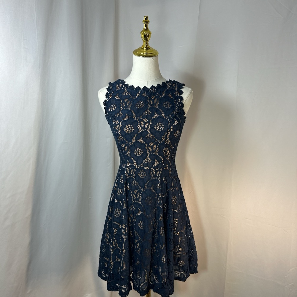 Blue Sequin Embellished Mini Dress for Wedding Guest